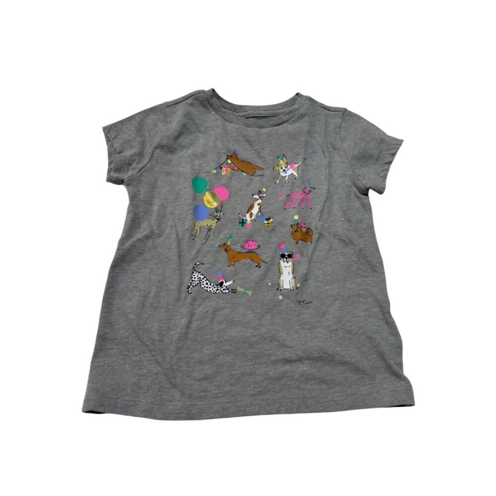 Crewcuts Grey Dog Party Novelty Printed Short Sleeve Graphic T-Shirt